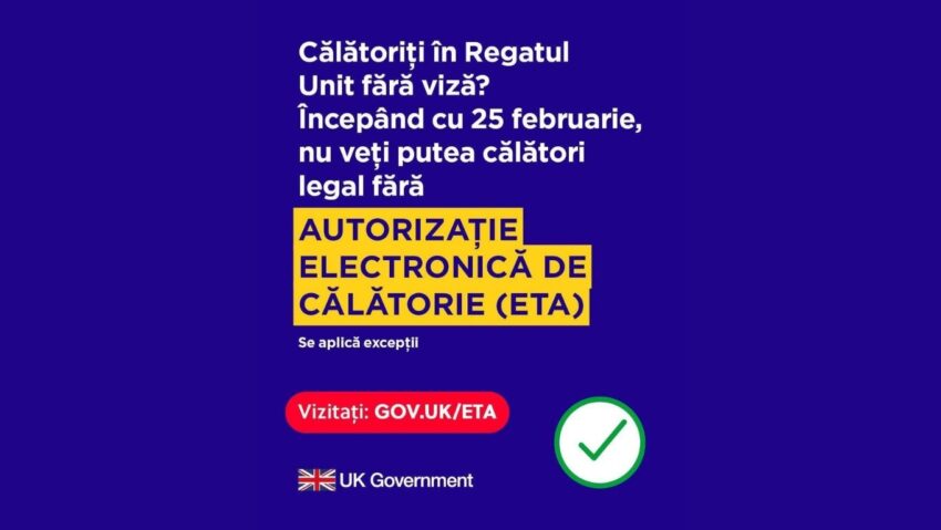 Autorizația Electronică de Călătorie (ETA) devine obligatorie pentru românii care călătoresc în Regatul Unit din 25 februarie 2026