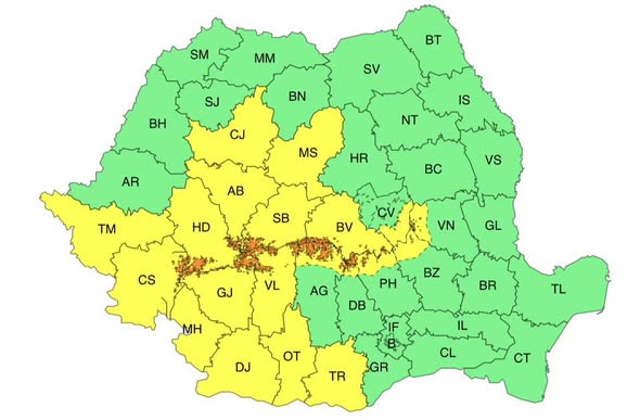 Avertizare meteo: Cod galben și cod portocaliu de viscol și vânt puternic în mai multe regiuni din țară