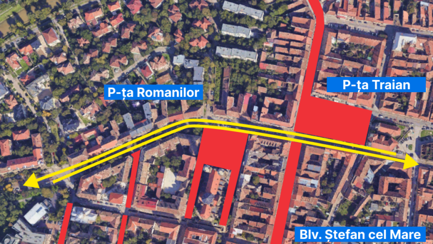 Restricții de trafic în Piața Traian odată cu începerea lucrărilor de regenerare urbană