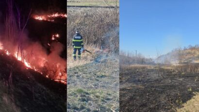 Caraș-Severin: peste 60 de intervenții ale pompierilor în trei zile. 20 de incendii, majoritatea de vegetație uscată