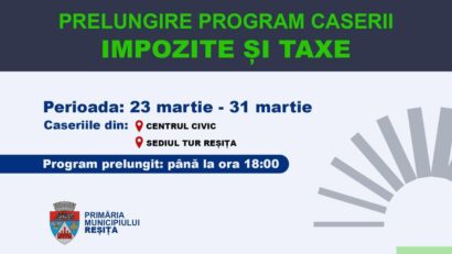 Program prelungit la casieriile din Reșița: măsură pentru evitarea aglomerației la plata taxelor