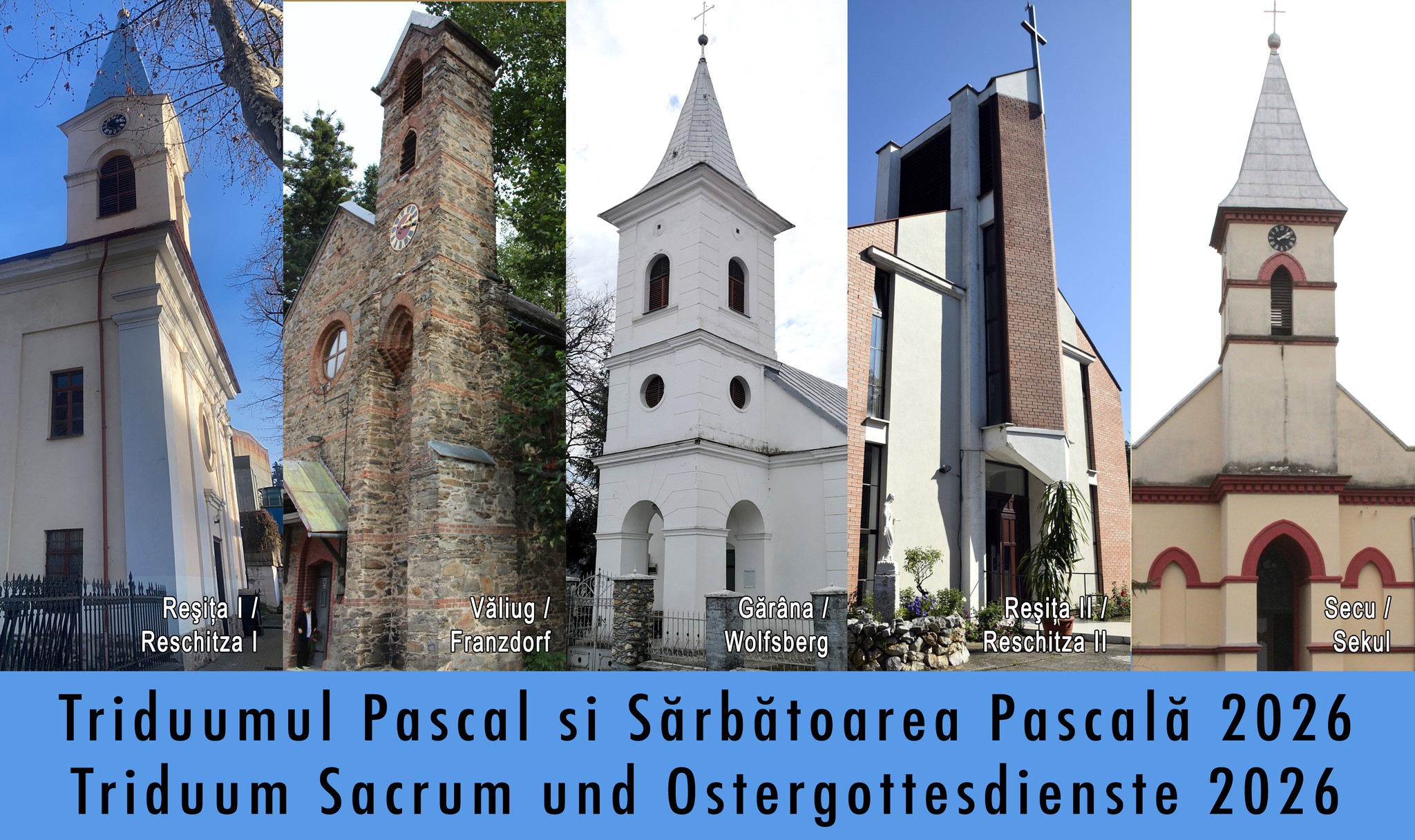 Programul Sfintelor Liturghii de Paște 2026 la romano-catolicii din Reșița și filialele arondate