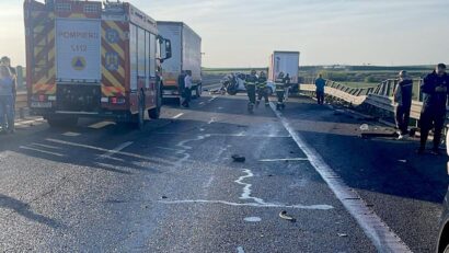 Accident grav pe A1, spre Arad: un mort şi o femeie transportată cu elicopterul SMURD la spital