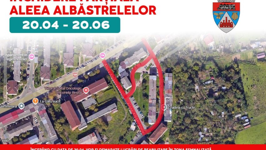 Reșița închide parțial strada Albăstrelelor pentru lucrări majore de modernizare