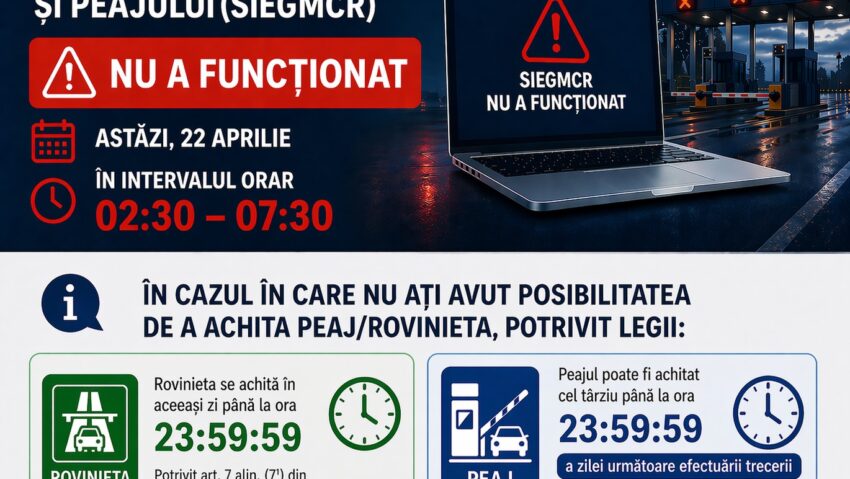 Sistemul de emitere a rovinietei și peajului, din nou funcțional după o avarie