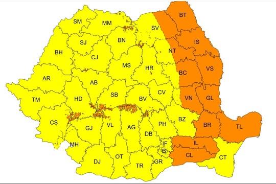 Vânt puternic în toată țara: avertizări succesive emise de Administrația Națională de Meteorologie pentru duminică