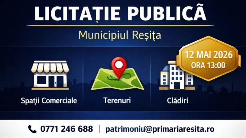 Licitație publică la Reșița: Primăria scoate la vânzare terenuri și imobile