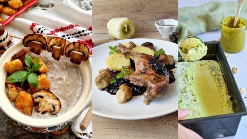 Prânzul de duminică: supă cremă de ciuperci, piept de rață și înghețată de banane