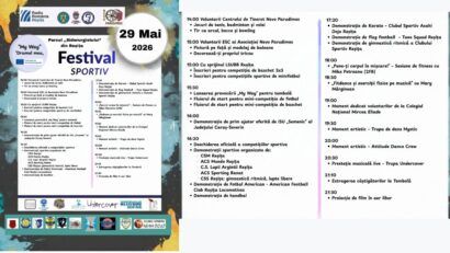 Festival sportiv în Parcul „Siderurgistului” din Reșița, pe 29 mai 2026. Competiții, demonstrații, dans, muzică live și film în aer liber