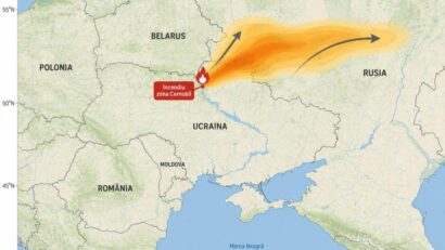 Ministerul Mediului: Norul de fum de la incendiul din Cernobîl nu afectează România