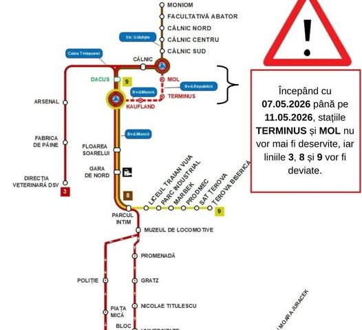 Circulație închisă pe Platforma Câlnicel din Reşiţa: rute deviate și modificări în transportul public