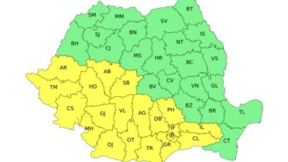 Vestul si sudul României, sub cod galben de averse și vânt puternic
