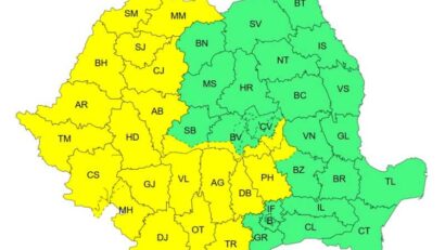 Cod galben de vijelii și ploi torențiale în mai multe regiuni din țară. Vremea se răcește accentuat