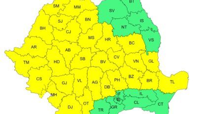 Cod galben de furtuni, ploi torențiale și grindină în 30 de județe. ANM anunță instabilitate atmosferică accentuată