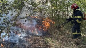 Incendii de fond forestier în Caraș-Severin: Pompierii intervin cu elicoptere și zeci de salvatori în Valea Bolvașnița și Lindenfeld