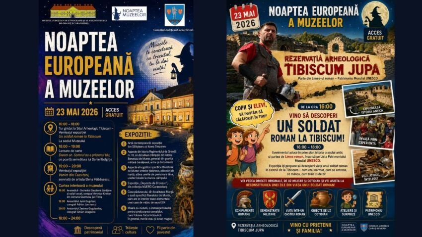 Noaptea Muzeelor 2026 la Caransebeș: tururi ghidate la Tibiscum, lansări de carte, expoziții și spectacole folclorice până la miezul nopții