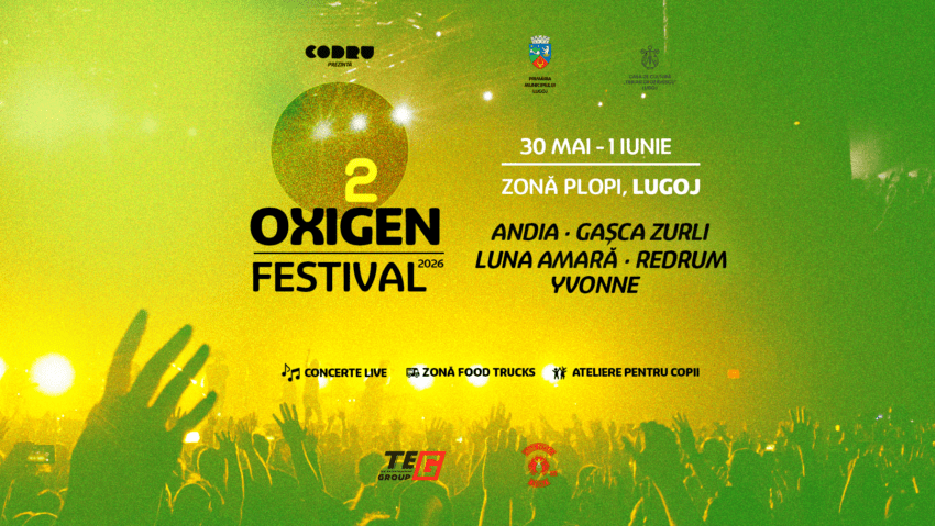 OXIGEN Festival 2026 aduce concerte live și activități pentru copii la Lugoj, între 30 mai și 1 iunie