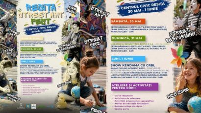 Reșița Street Art Fest 2026 colorează Centrul Civic de 1 Iunie: trei zile de artă urbană, muzică, joacă și activități pentru copii