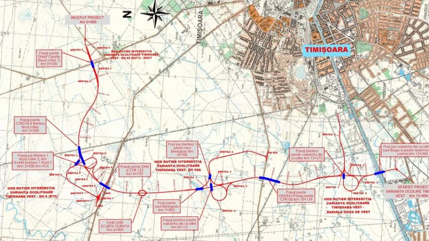 Încep lucrările la Varianta de Ocolire Timișoara Vest. Proiectul de aproape 14 kilometri va fi realizat cu fonduri europene