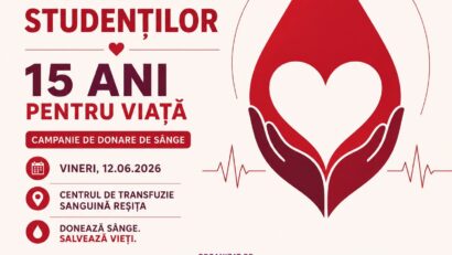 „Putere din sângele studenților – 15 ani pentru viață”. Campania de donare de sânge a reunit studenți, jandarmi și membri ai comunității la Reșița