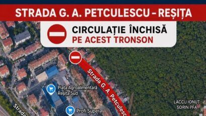 Circulație închisă pe strada G.A. Petculescu din Reșița, începând din 8 iunie