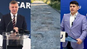 Meci de ping-pong între deputatul Plujar și președintele Hurduzeu, pe marginea Drumului Județean 571
