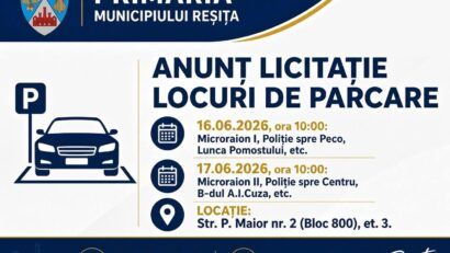Primăria Reșița scoate la licitație locurile de parcare de reședință rămase disponibile