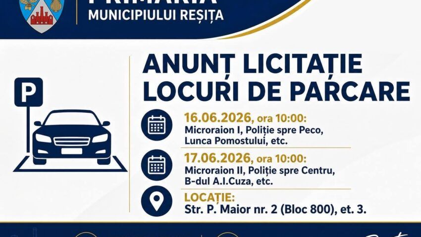 Primăria Reșița scoate la licitație locurile de parcare de reședință rămase disponibile