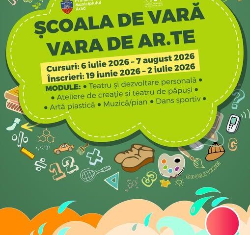 Școala de vară „Vara de AR.TE” revine la Arad. Activități gratuite pentru copii în vacanța de vară 2026