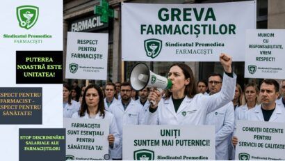 Sindicatul PROMEDICA FARMACIȘTI se alătură mitingului din 3 iunie de la București. Farmaciștii cer corectarea coeficienților de salarizare în noua Lege a Salarizării Unitare