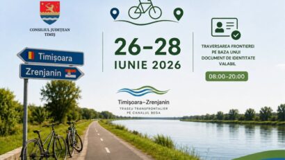 Weekend de cicloturism pe traseul transfrontalier Timișoara–Zrenjanin. Punctul de frontieră de pe Canalul Bega se redeschide pentru pietoni și bicicliști