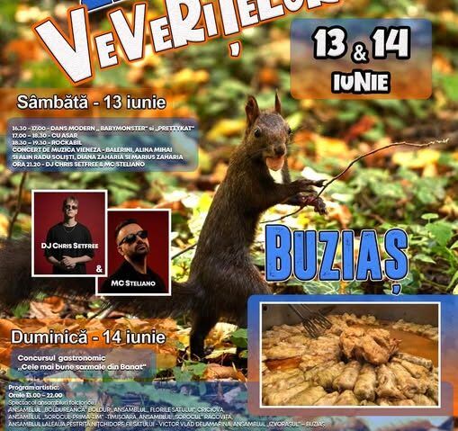 Zilele Veverițelor 2026 la Buziaș: muzică, tradiții și celebrarea comunității în weekendul 13-14 iunie