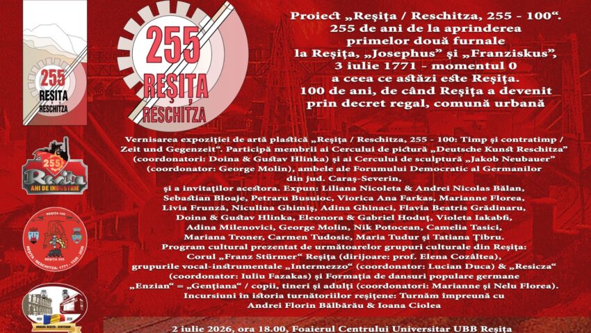 Reșița sărbătorește 255 de ani de industrie și 100 de ani de statut urban printr-un eveniment cultural și artistic de amploare