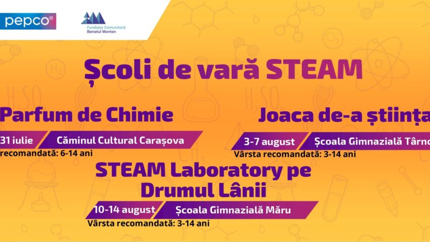 Trei Școli de Vară STEAM gratuite pentru copiii din Caraș-Severin, organizate la Carașova, Târnova și Măru