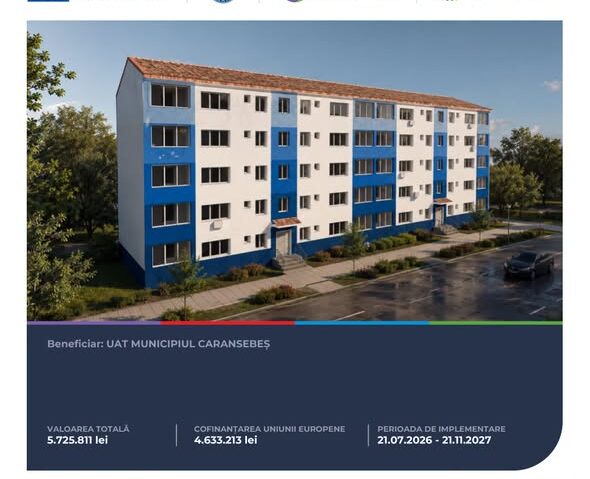Caransebeș: Blocurile 10B și 1F de pe strada Țarinei vor fi reabilitate energetic printr-o investiție de peste 5,7 milioane de lei