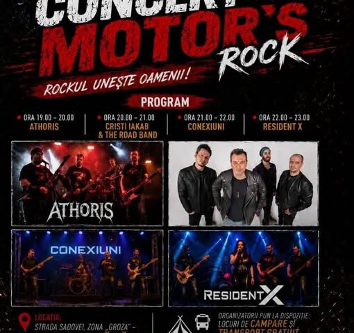 Concert Motor’s Rock 2026 la Bocșa: Cristi Iakab & The Road Band, Conexiuni, Resident X și Athoris urcă pe scenă pe 8 august