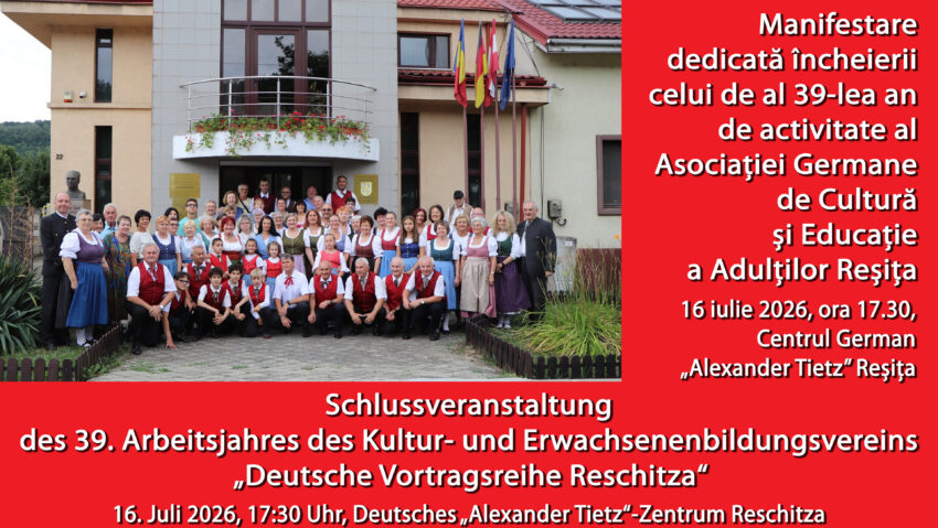 Asociația Germană de Cultură și Educație a Adulților Reșița încheie al 39-lea an de activitate printr-o manifestare culturală la Biblioteca „Alexander Tietz”