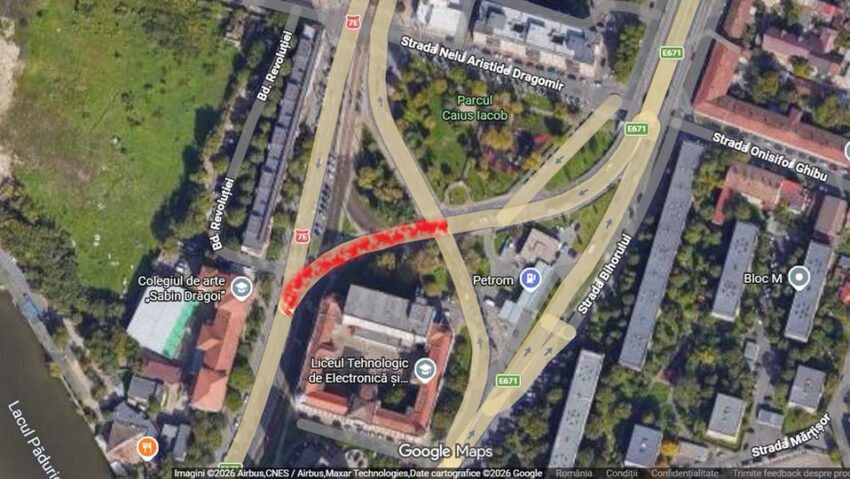Restricții de circulație în Piața Acad. Caius Iacob din Arad. Lucrările de asfaltare încep în noaptea de 7 spre 8 iulie