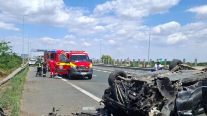 Accident pe autostrada A1, între Arad și Timișoara. O femeie a fost descarcerată și transportată la spital