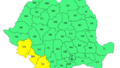 Cod galben de vânt în Caraș-Severin, Dolj și Mehedinți. Rafale de până la 70 km/h