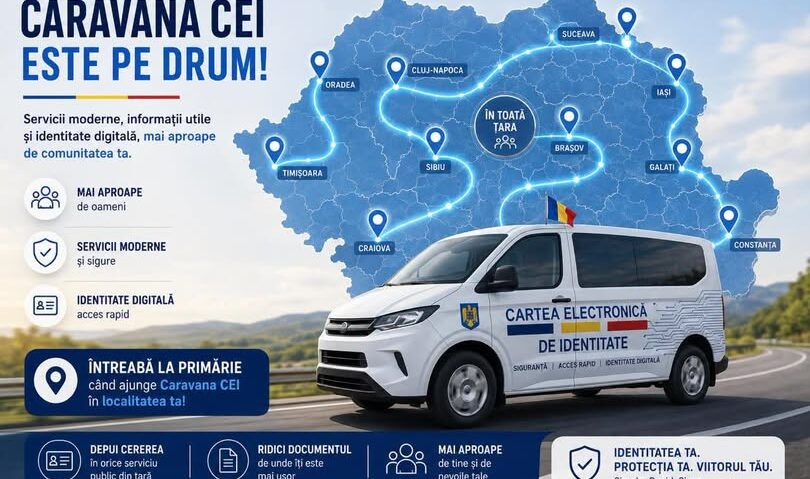 Caravana pentru eliberarea Cărții Electronice de Identitate ajunge la Șopotu Nou pe 29 iulie