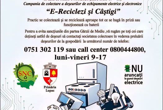 Campanie de colectare a deșeurilor electrice și electronice în comuna Lupac. Ridicarea gratuită are loc pe 4 august