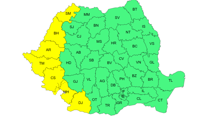 ANM: Val de căldură în intensificare. Caniculă de până la 39 de grade în vestul țării și Cod galben pentru Caraș-Severin