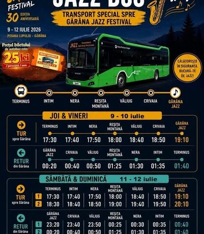 Jazz Bus revine la Gărâna Jazz Festival 2026. Transport direct din Reșița către festival