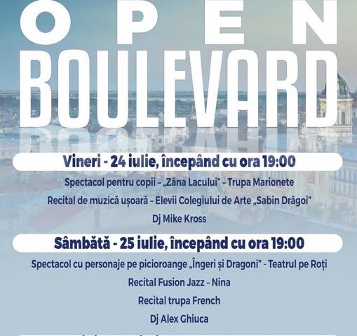 Ultima ediție Open Boulevard din această vară are loc în Arad. Trei zile de promenadă, spectacole și gastronomie în centrul orașului