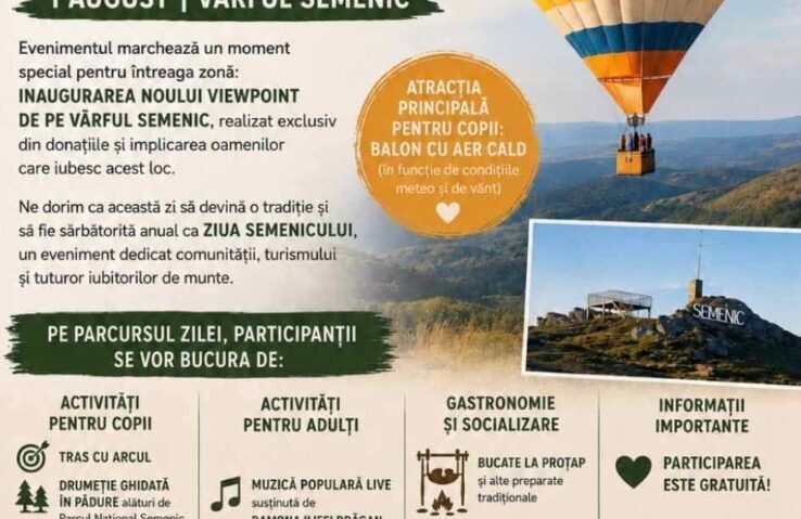 „Semenicul ne adună” – prima ediție a unui eveniment dedicat comunității și turismului montan, pe 1 august