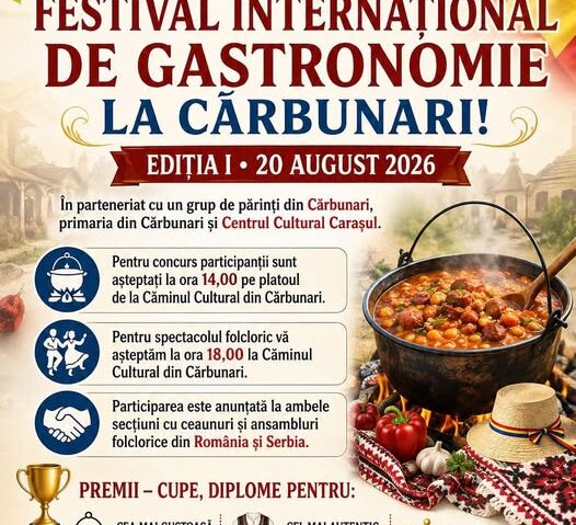 Festivalul Internațional de Gastronomie „La Cărbunari”, prima ediție: tradiții, gastronomie și folclor româno-sârbesc pe 20 august