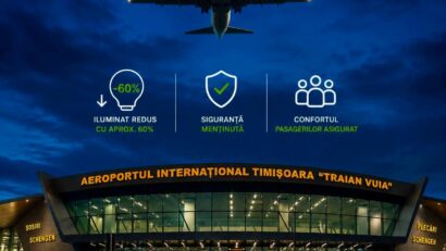 Aeroportul Internațional Timișoara reduce cu 60% intensitatea iluminatului în terminalul T2