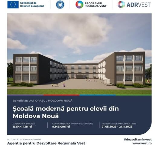 Liceul Tehnologic „Clisura Dunării” din Moldova Nouă va fi modernizat cu fonduri europene