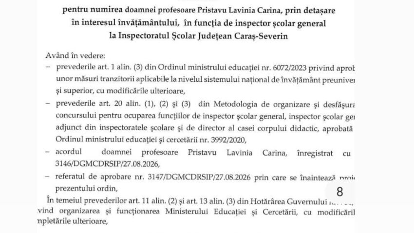 Carina Pristavu, numită inspector școlar general al ISJ Caraș-Severin